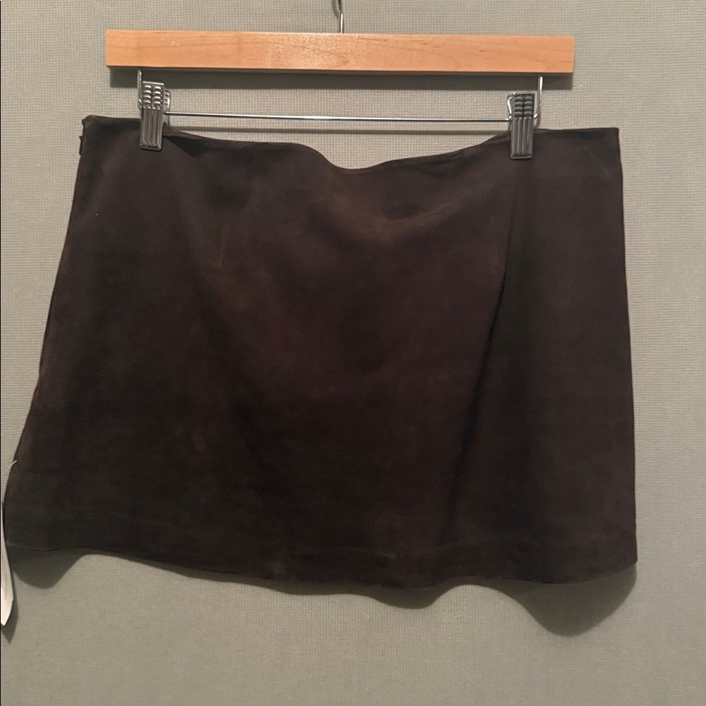 NWT Reformation Veda Carla Low Waist Leather Skirt Mole Brown (Suede) Size 10 - Picture 5 of 7